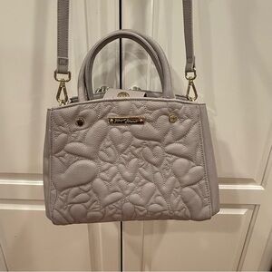 Betsey Johnson Gray Quilted Satchel with Detachable Strap